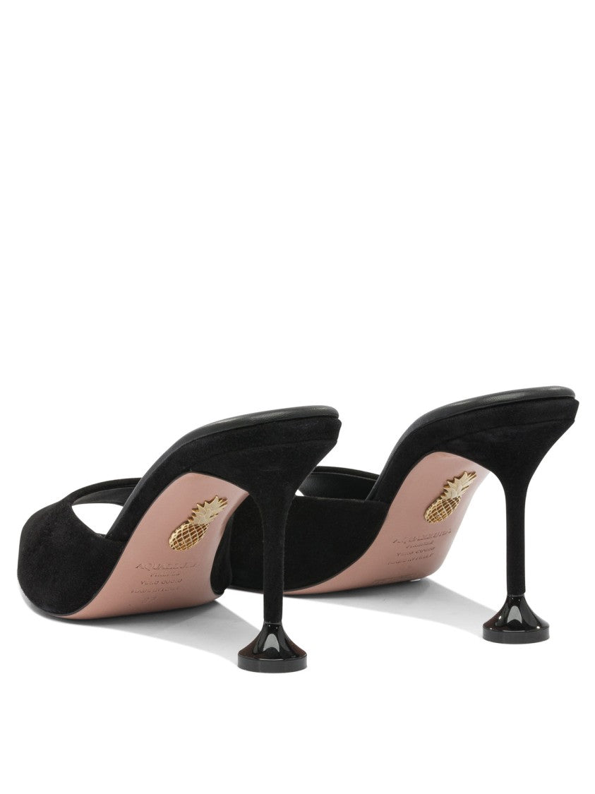 Aquazzura Backless Heeled Shoes In Kid Suede