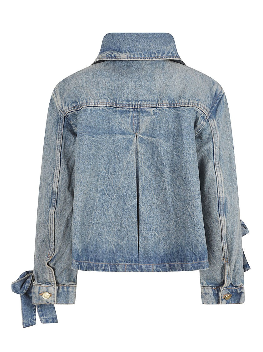 Ganni Cropped Light Blue Denim Jacket