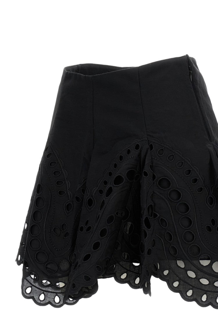 Charo Ruiz Ibiza Black Ruffle Eyelet Skirt