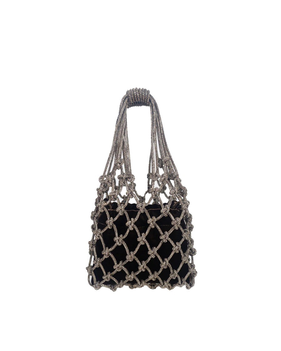 Hibourama Black Diamond Velvet Mesh Bag