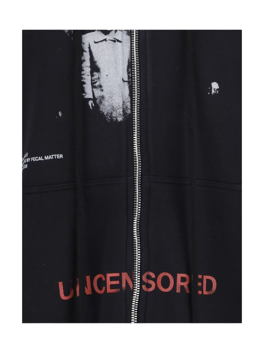 Matieres Fecales Cotton Sweatshirt With Adjustable Hood And Front Zipper