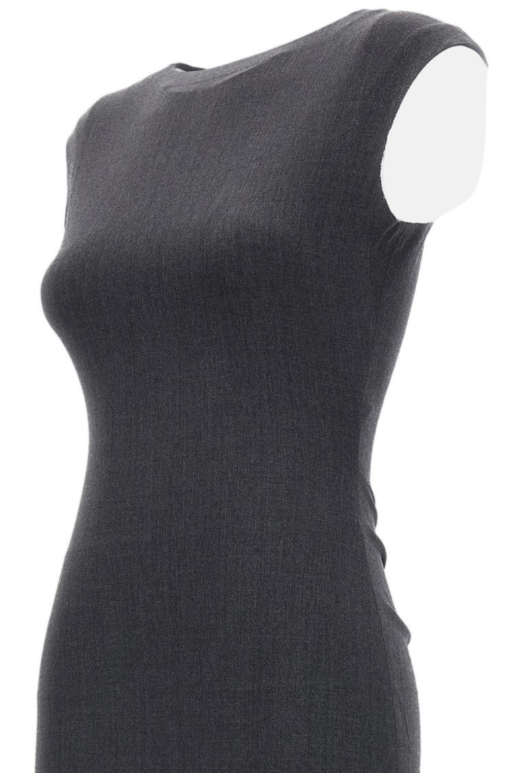 Jacquemus Grey La Robe Alba Sleeveless Virgin Wool Midi Dress