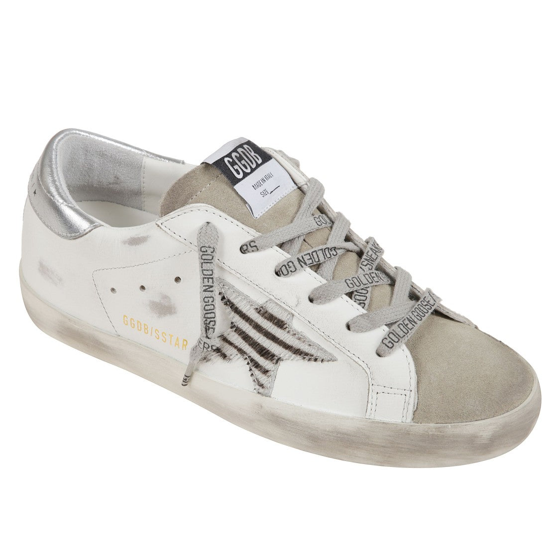 Golden Goose White Vintage Leather Sneakers With Zebra Star
