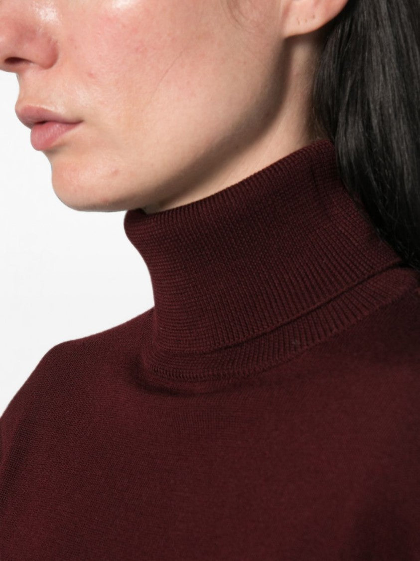 The Frankie Shop Burgundy Merino Wool Turtleneck Sweater