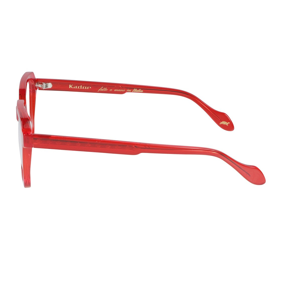 Kador Kallima Light Translucent Red Geometric Sunglasses With Gold Accents