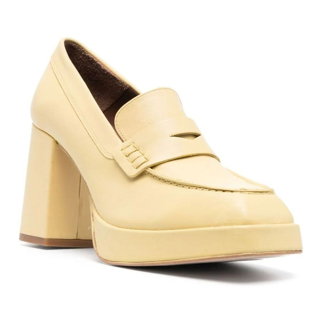 Alohas Yellow Busy High Block-Heel Loafer Pumps
