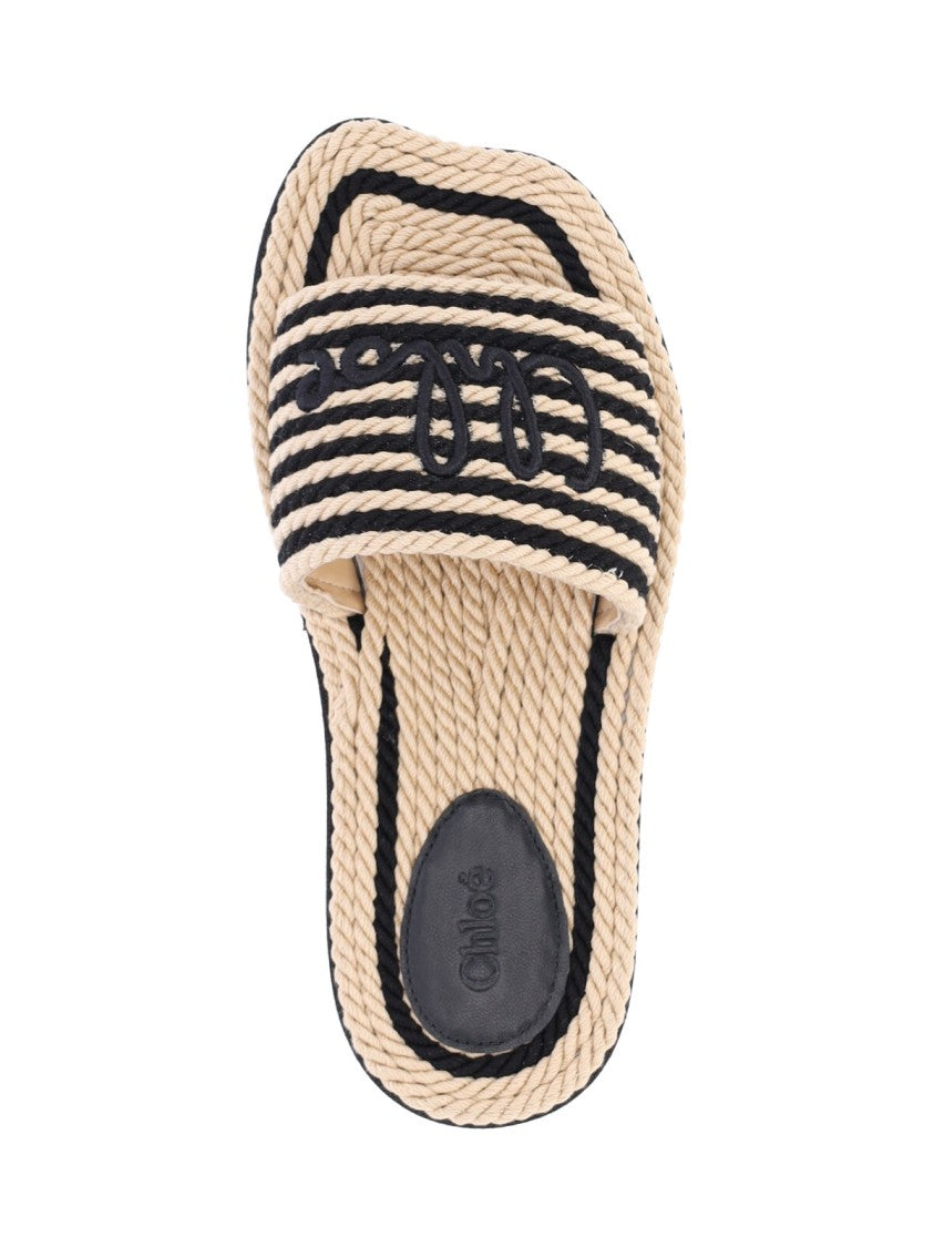 Chloé Black Twisted Cotton Rope Sandals