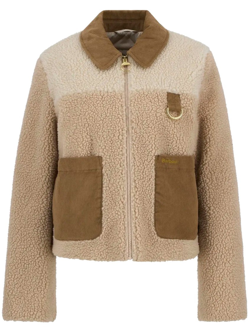 Barbour Cozy Cropped Fleece Jacket With Corduroy Details