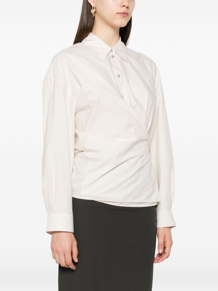 Lemaire Asymmetrical Wrap Shirt In Cotton-Silk Blend