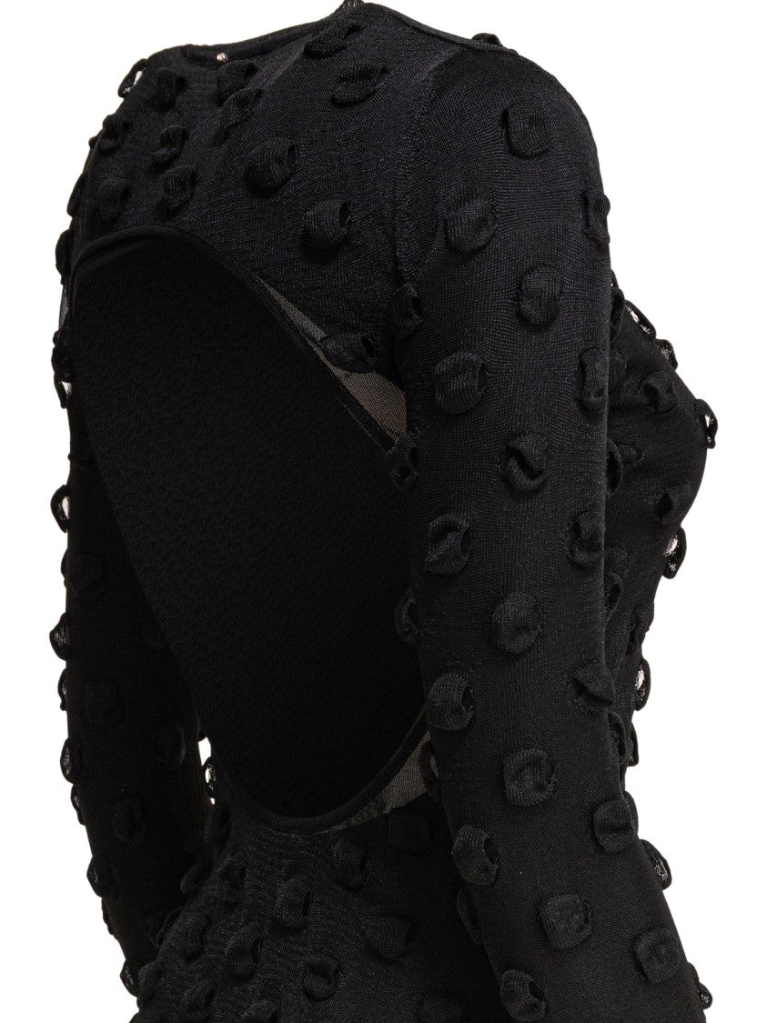 Max Mara Fitted Black Dress With Sheer Overlay