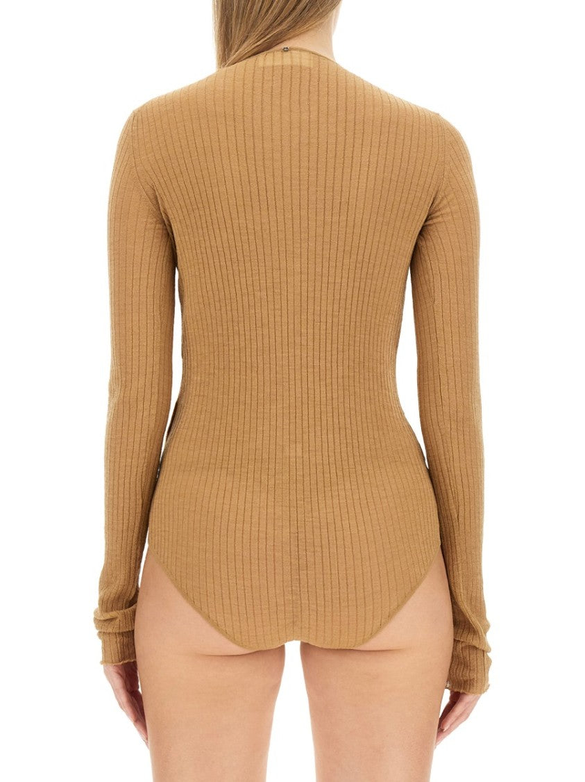 Sportmax Ribbed Slim Fit Bodysuit With Button Closure