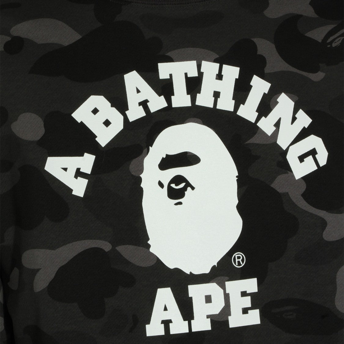 Bape Dark Camouflage Knit Sweatshirt With Bold Graphic