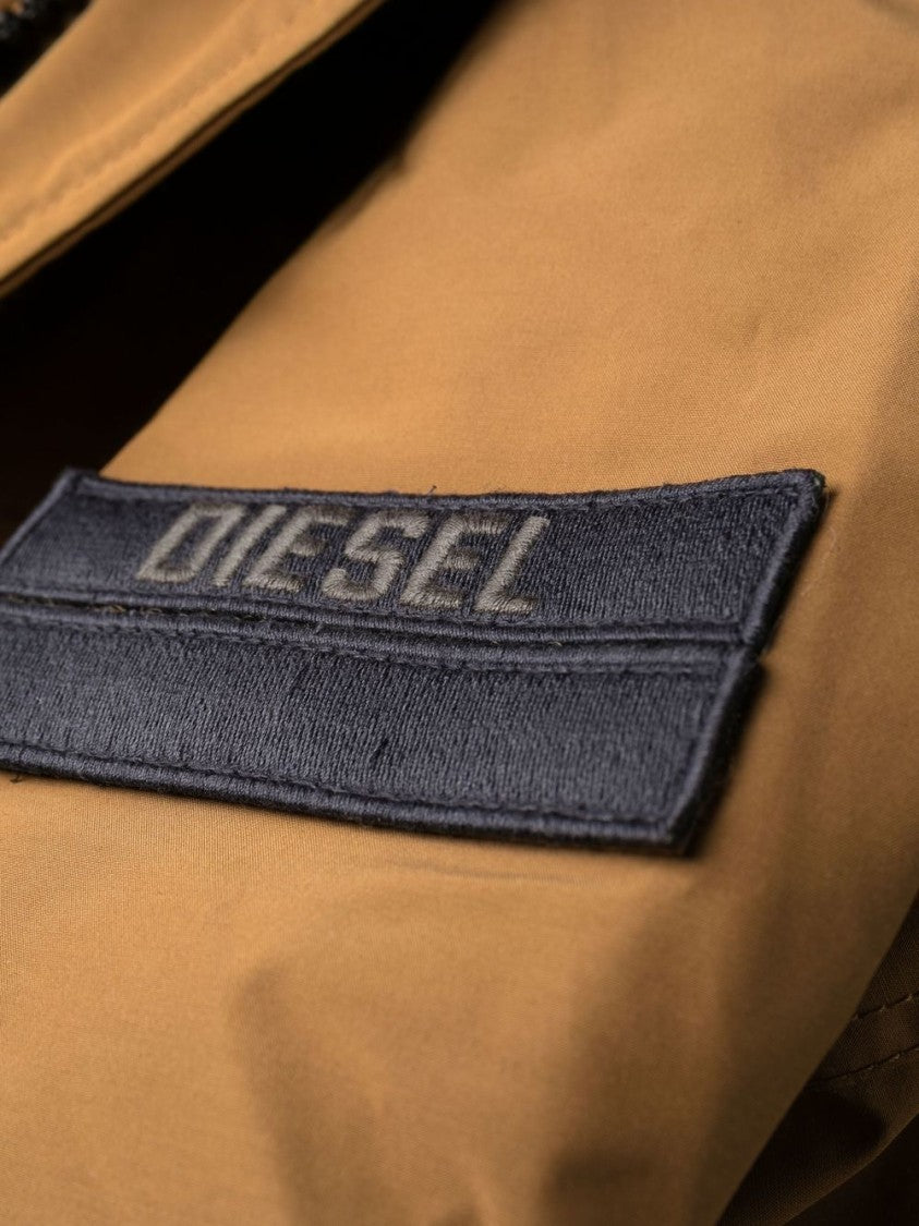 Diesel Casual Brown Jacket With Detachable Faux Fur Trim