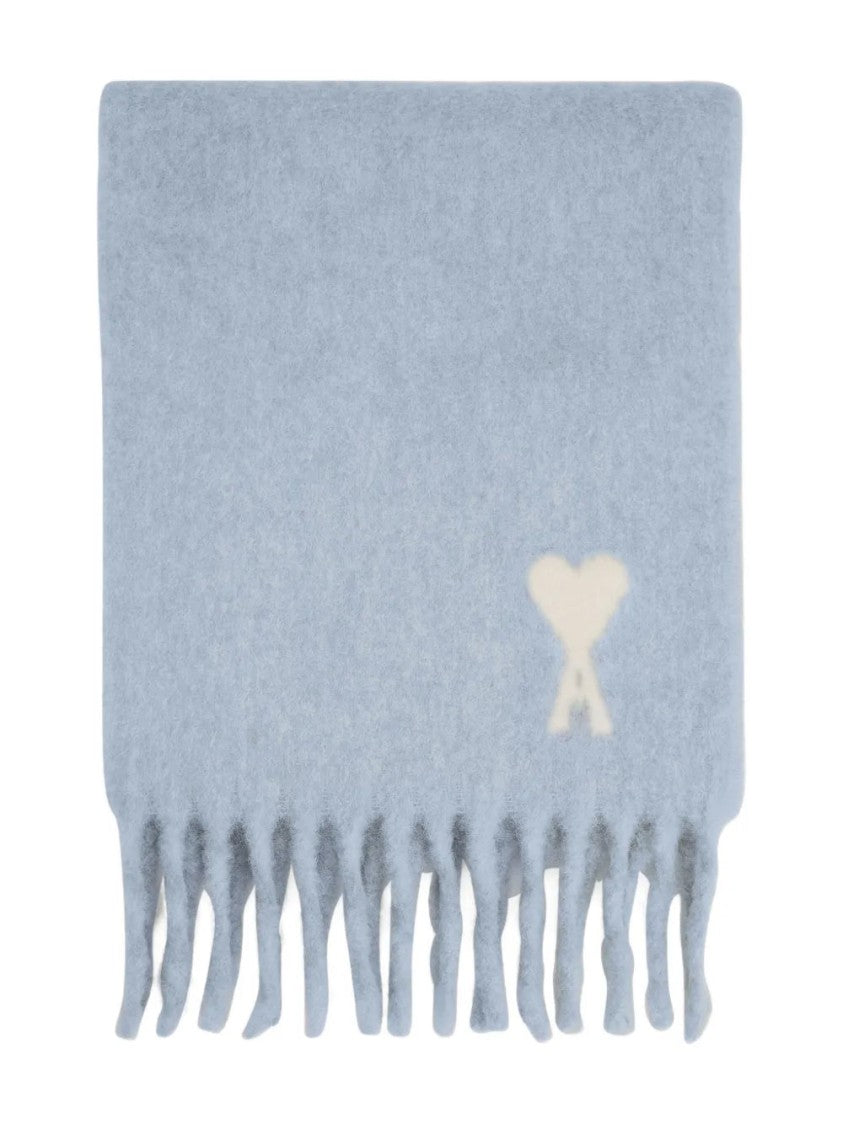 Ami Fringed Rectangular Scarf Featuring Ami De Coeur Motif