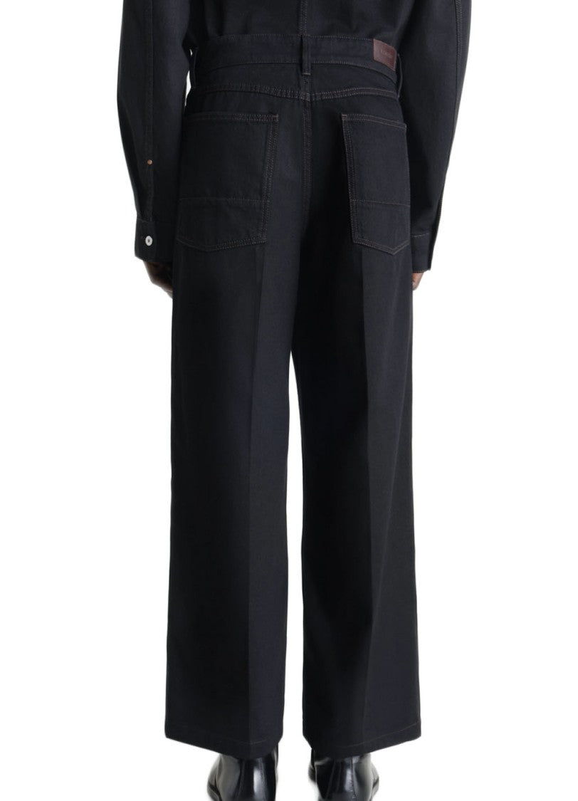 Lemaire Relaxed Fit Black Wide Pants
