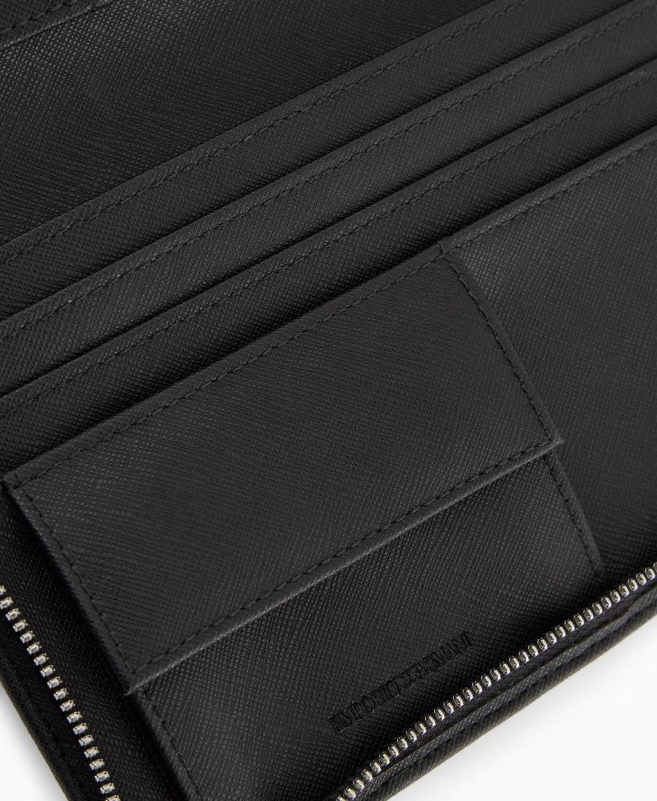 Emporio Armani Black Polyurethane Organizer