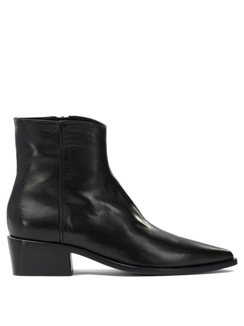Pomme D'or Pointed Toe Black Calfskin Ankle Boots