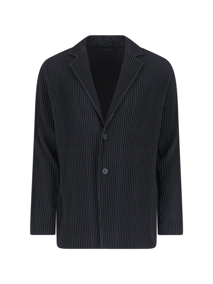 Homme Plissé Issey Miyake Black Pleated Classic Lapel Blazer