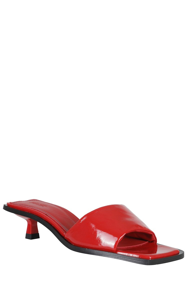 Alohas Red Kia Square-Toe Leather Mules