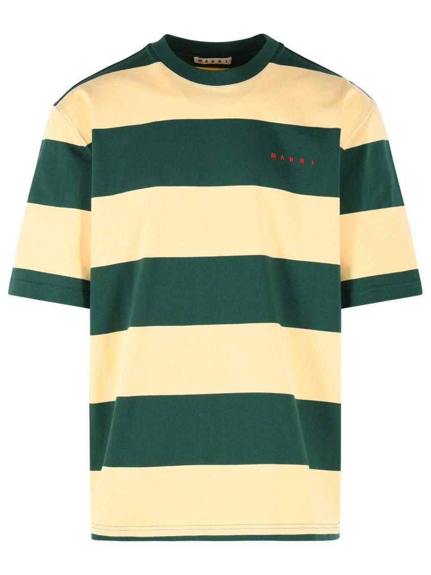 Marni Yellow And Green Cotton T-Shirt