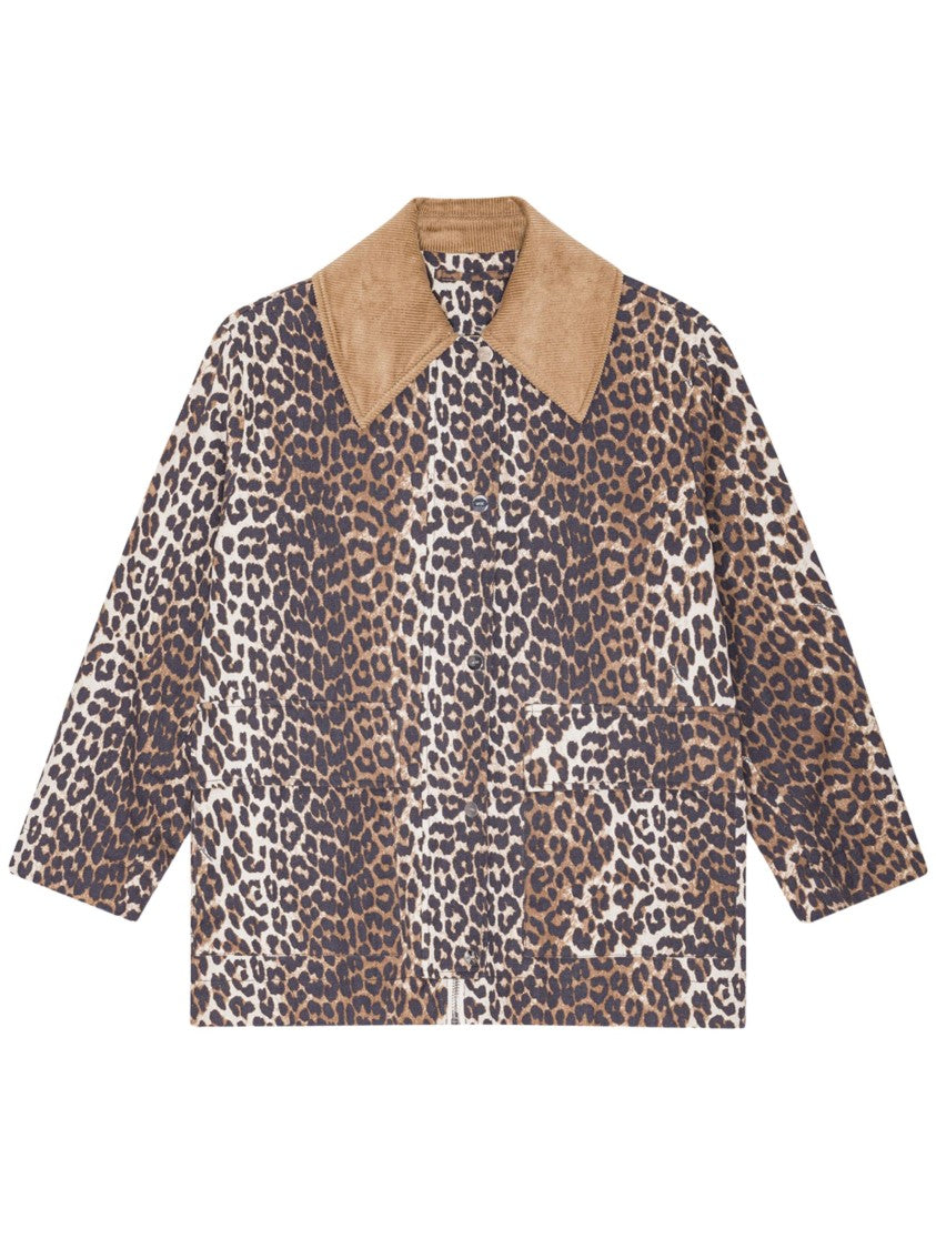Ganni Multicolor Leopard Print Cotton Jacket