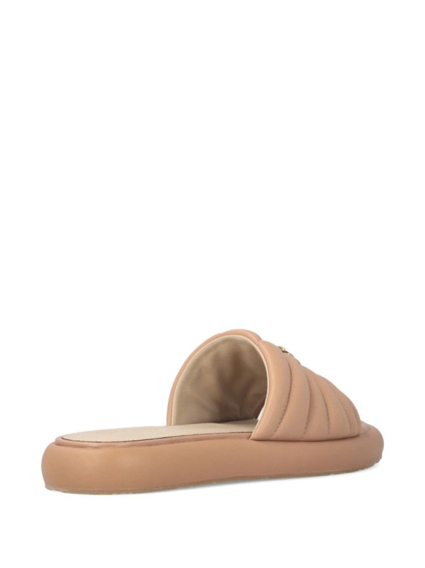 Pinko Blush Pink Quilted Flat Sandals