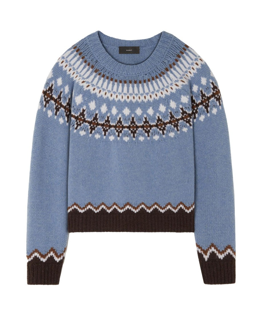 Alanui Geometric Pattern Wool Crewneck Sweater
