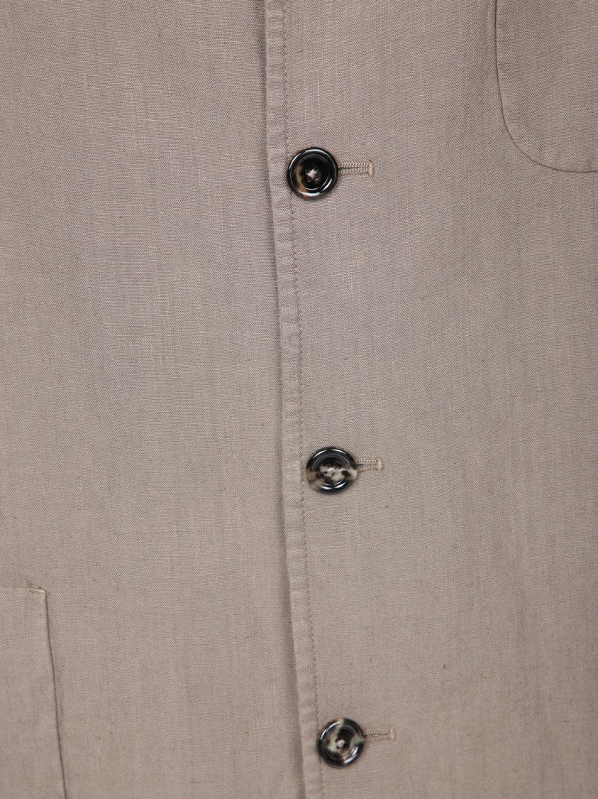 Dell'oglio Brown Linen Shirt With Classic Collar