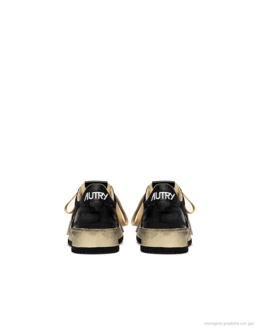Autry Black Mesh Leather Medalist Sneakers