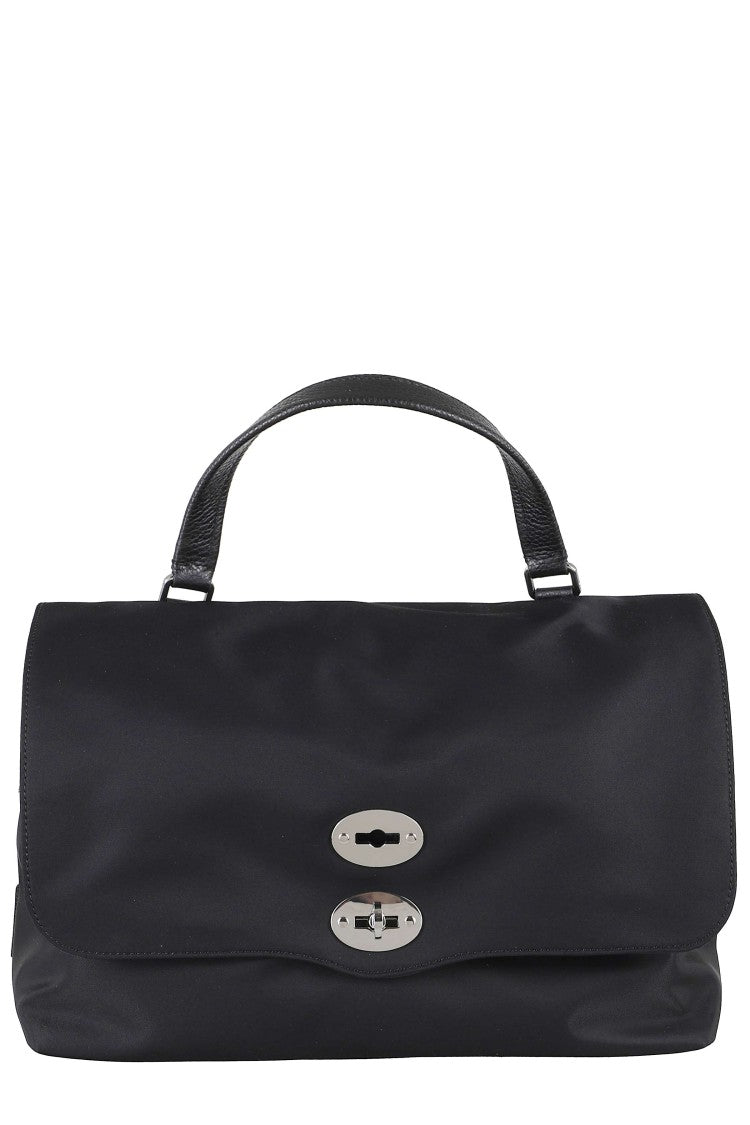 Zanellato Black Postina Tokyo M Double Compartment Nylon Shoulder Bag