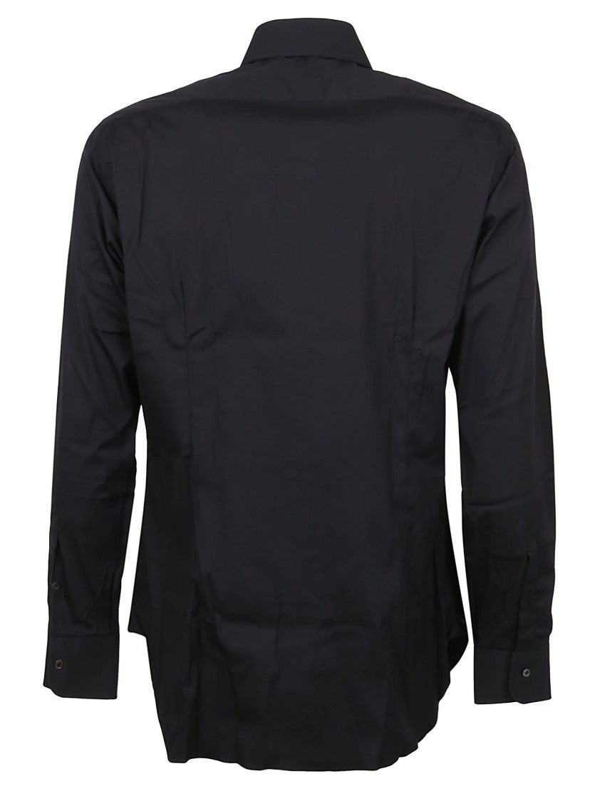 Buonamassa Tailored Black Cotton Shirt With Classic Collar