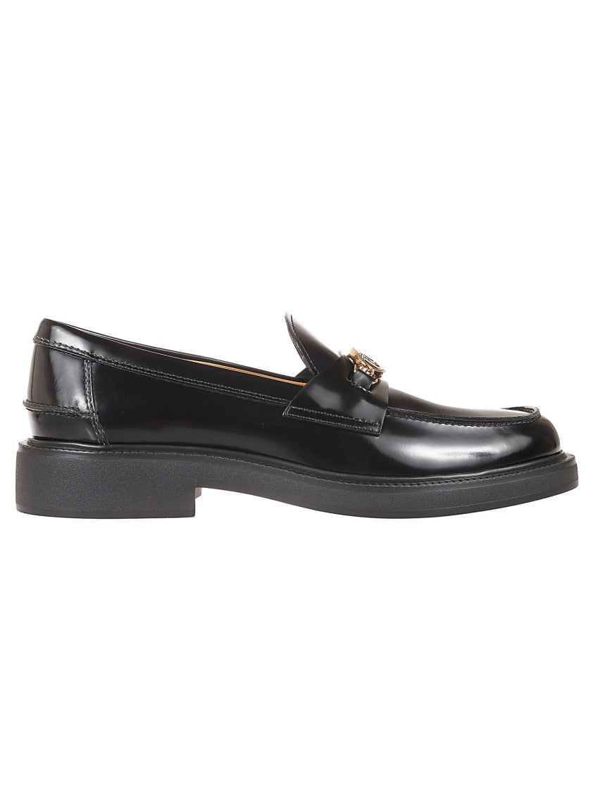 Tod's Polished Leather Loafers With Decorative Emblem