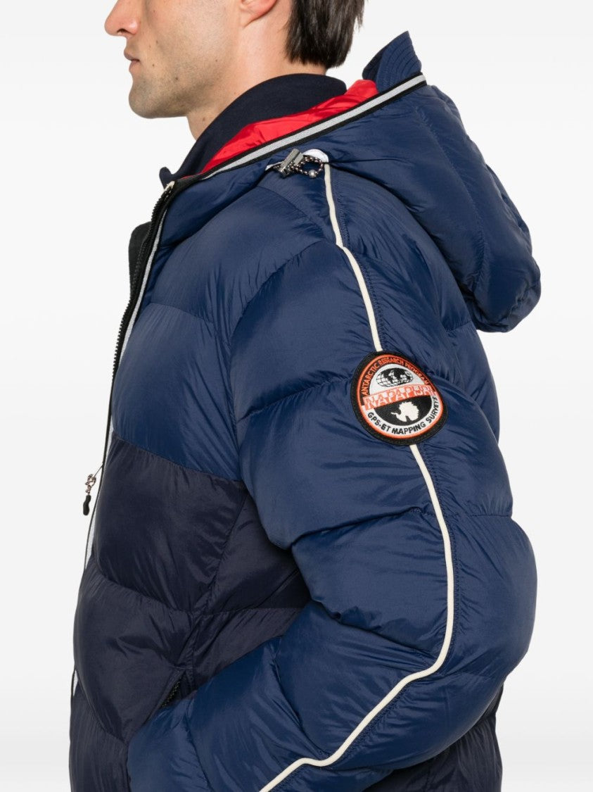 Napapijri Color-Block Puffer Hooded Logo Jacket