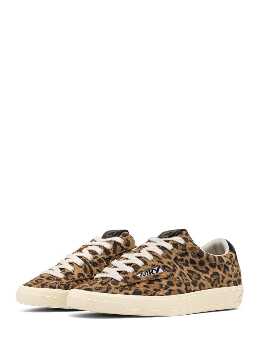Autry Leopard Print Suede And Canvas Low-Top Sneakers