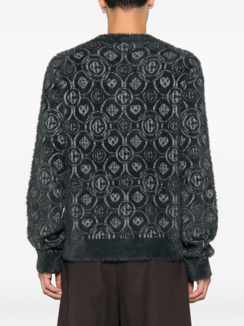 Casablanca Textured Gray Sweater With Fuzzy Pattern