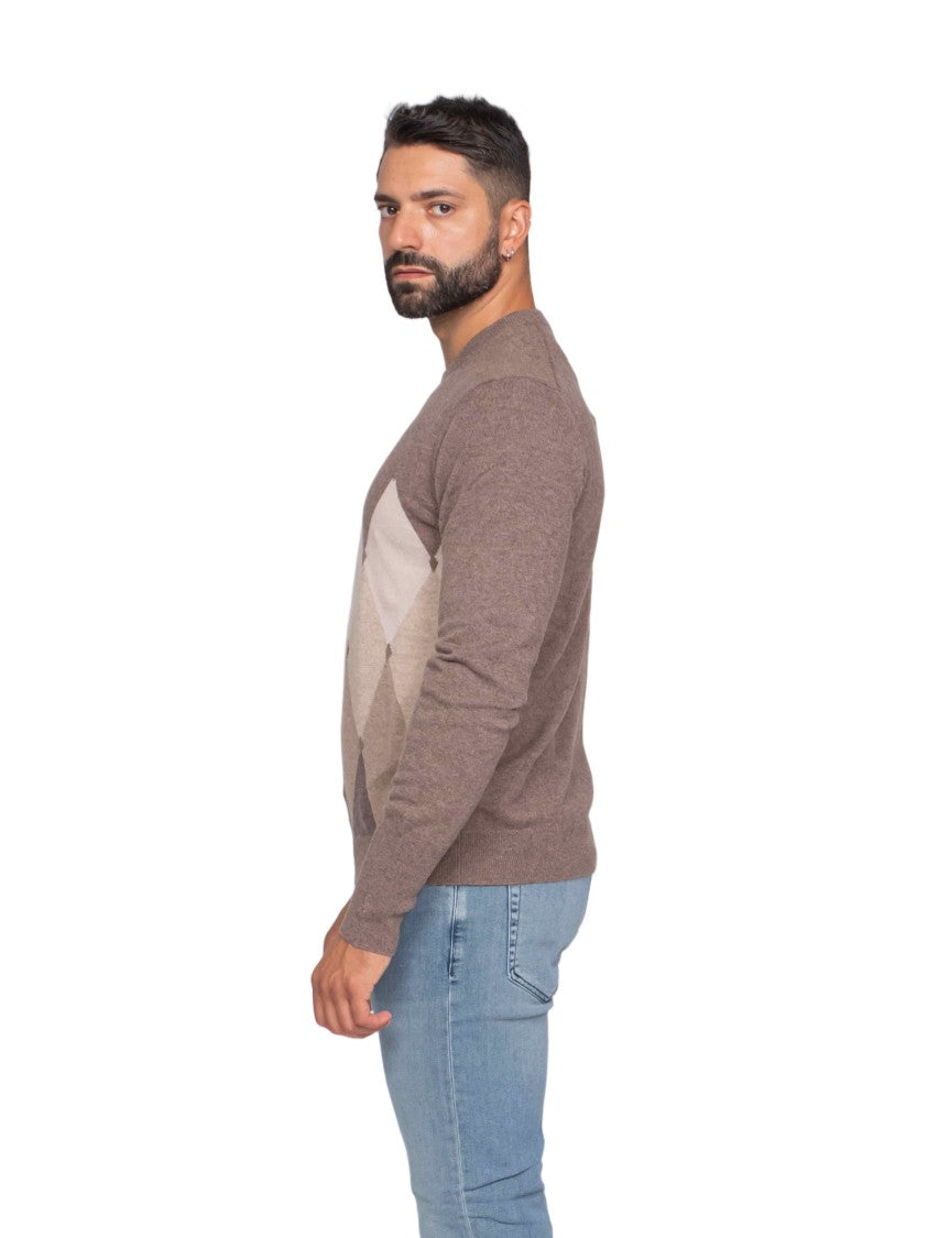Ballantyne Tailored Long-Sleeve Knit Sweater With Argyle Pattern