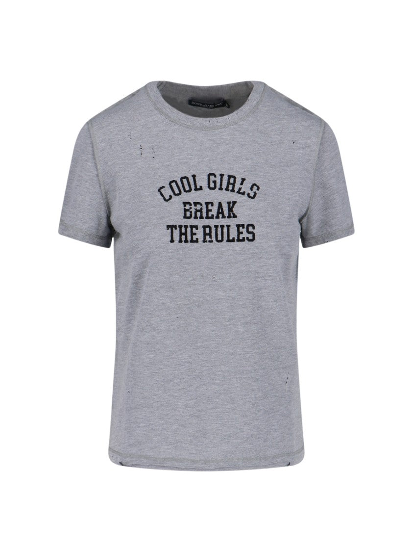 Dolce & Gabbana Cool Girls Brake The Rules T-Shirt – Grey