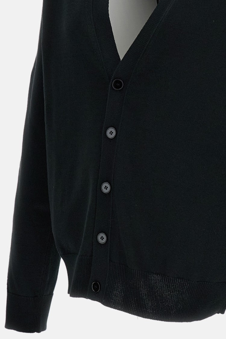 Givenchy Contrast Intarsia V-Neck Long-Sleeved Cardigan With Couture Seams