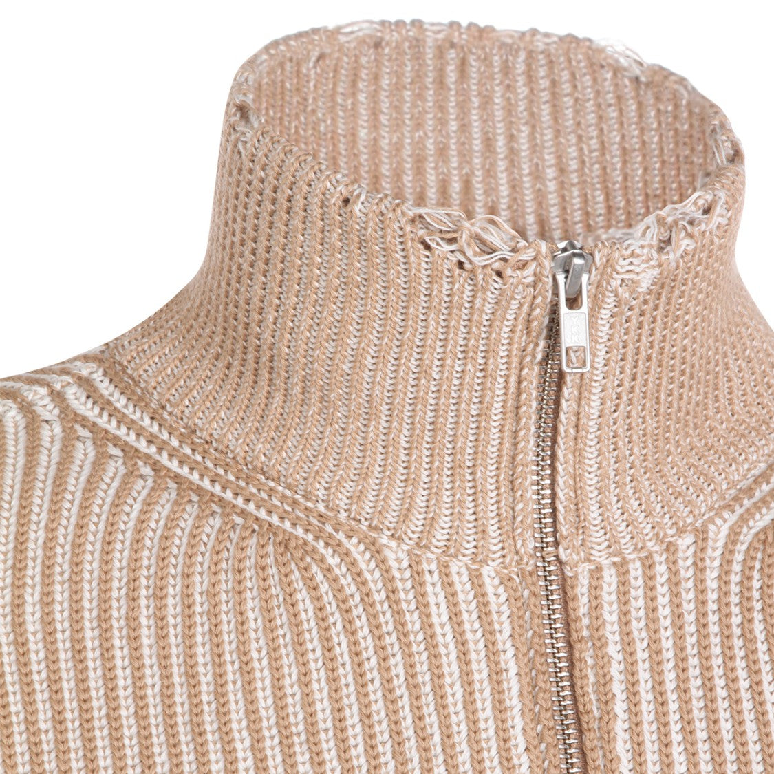 Mm6 By Maison Margiela Distressed High-Collar Knit Sweater