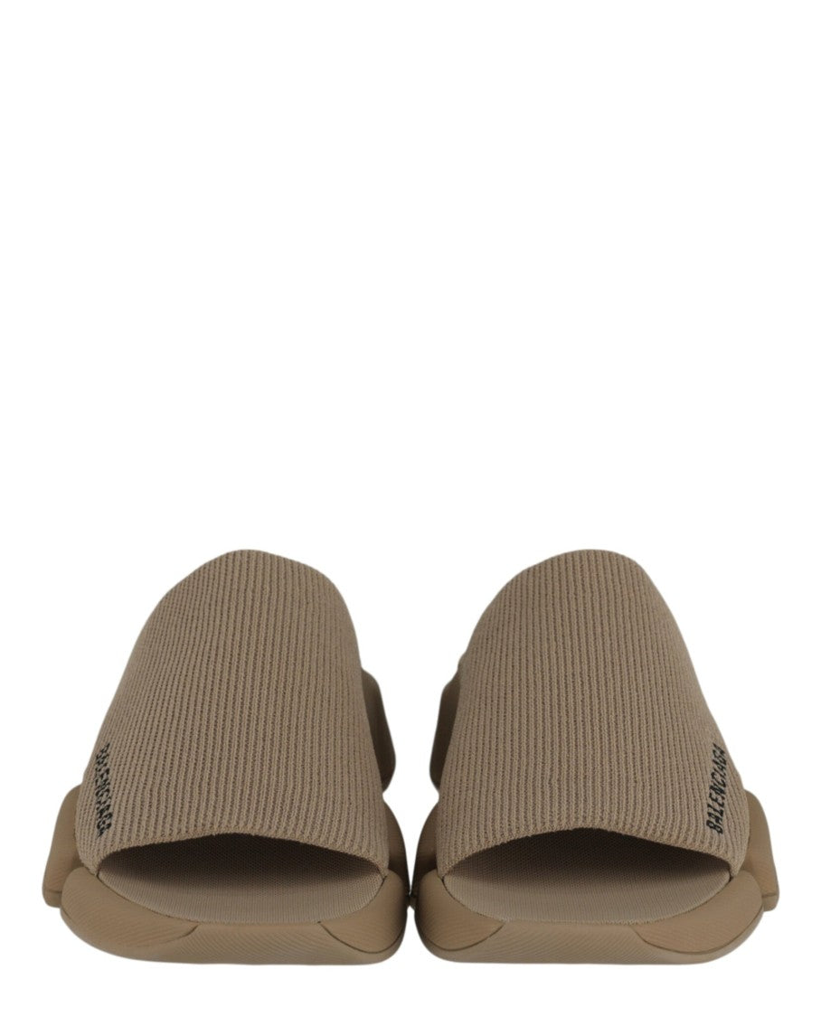 Balenciaga Recycled Knit Slides With Contrasting Graphic Logo