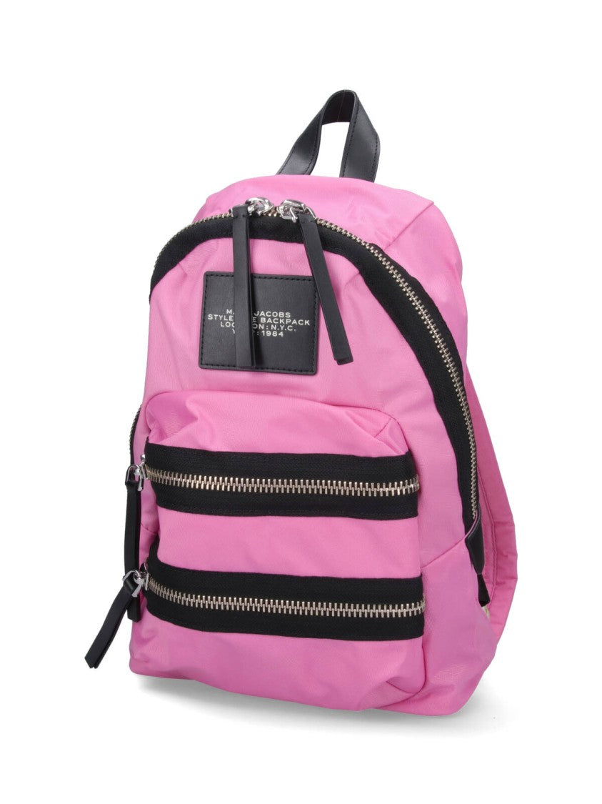 Marc Jacobs Medium Pink Nylon Backpack With Leather Accents