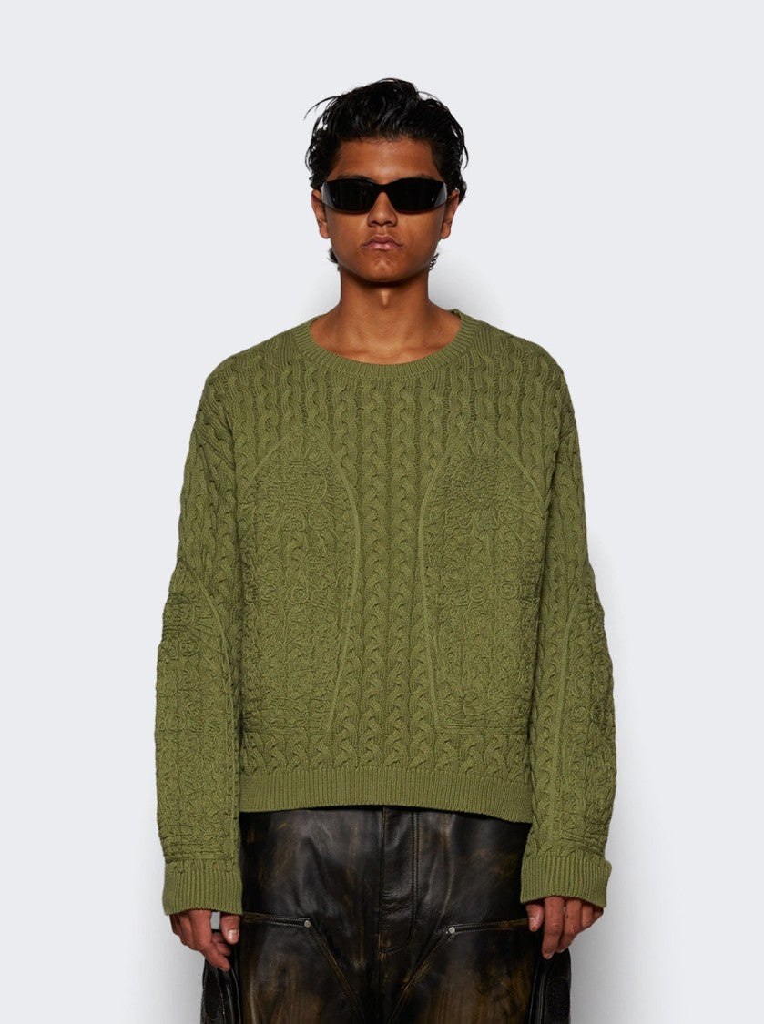 Who Decides War Lagoon Cable Knit Sweater - Olive