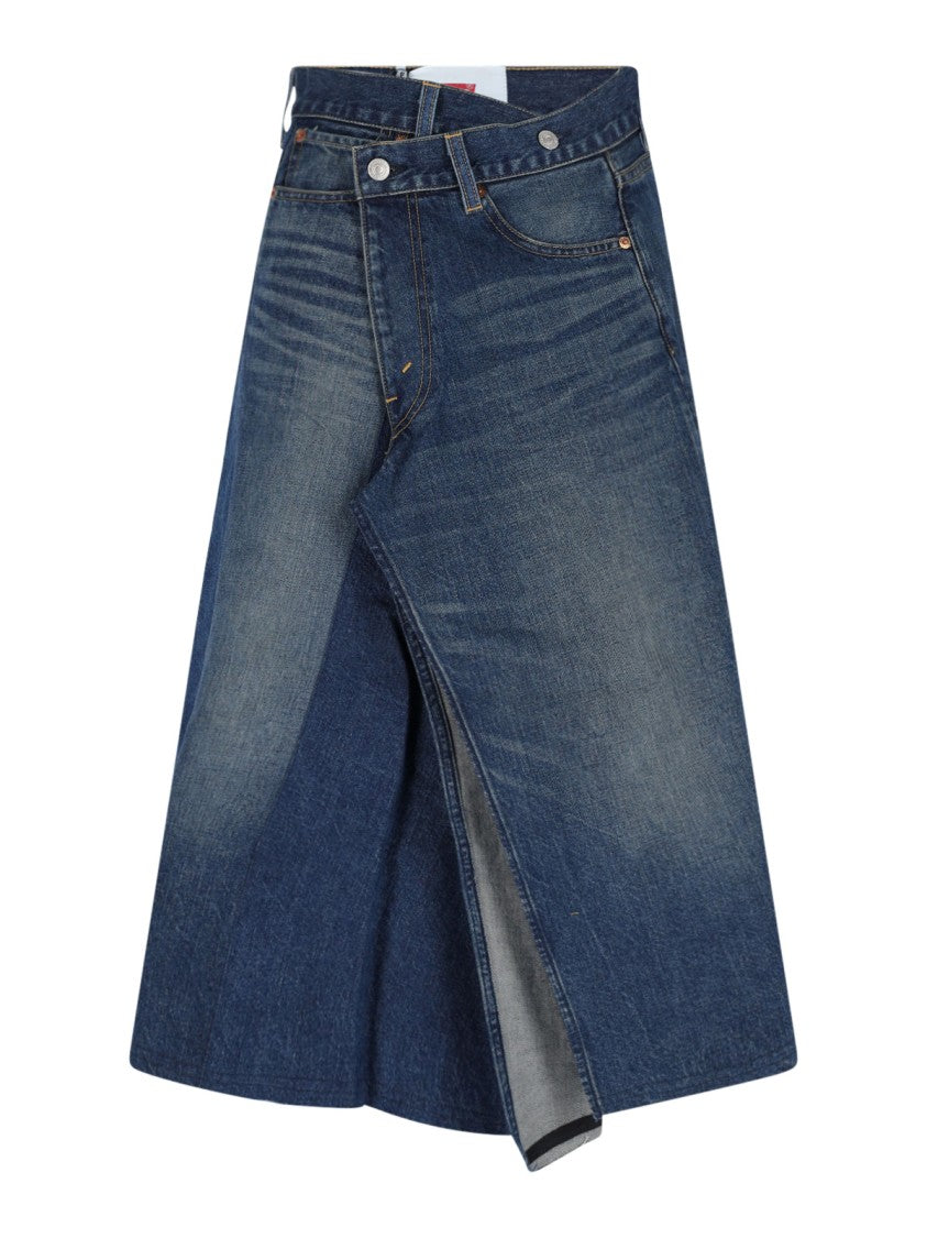 Junya Watanabe Logo Midi Denim Skirt – Blue