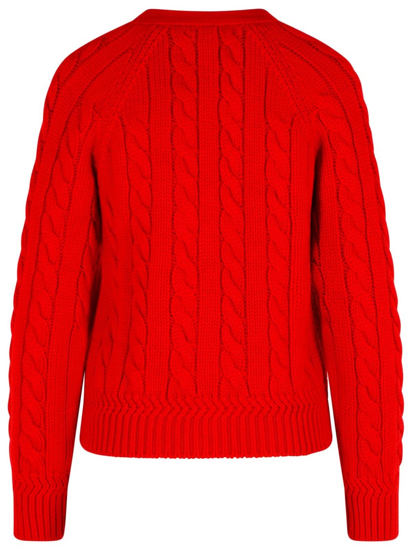Bally Red Extrafine Merino Wool Cardigan