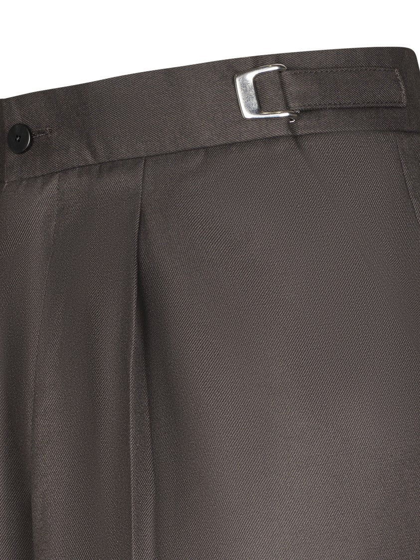 Cellar Door Tailored Brown Trousers With Adjustable Waistband And Refined Detailing