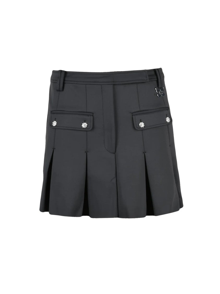 Ganni Grey Pleated Lycra Mini Skirt
