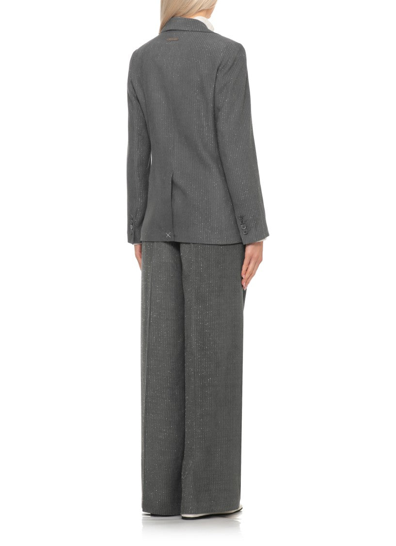 Peserico Grey Lurex Viscose Blazer