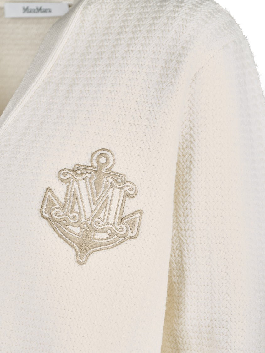 Max Mara Textured Knit Cardigan With V-Neckline And Button-Down Front