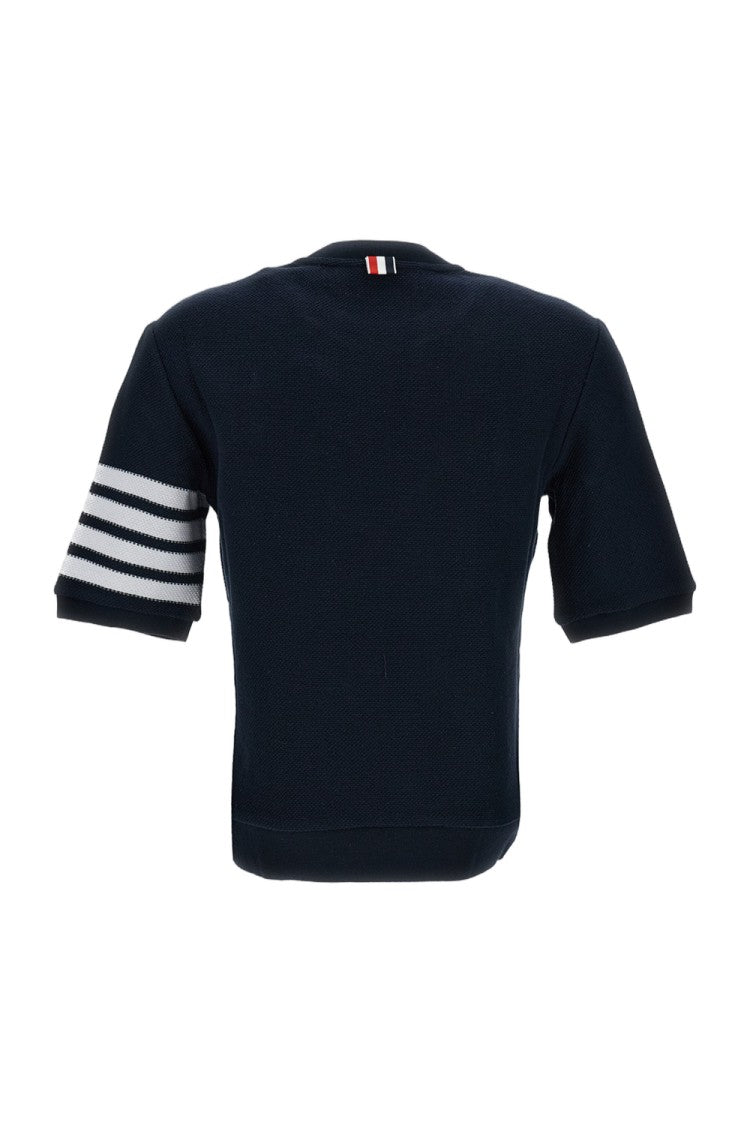 Thom Browne Ribbed-Cuff Logo Cotton T-Shirt
