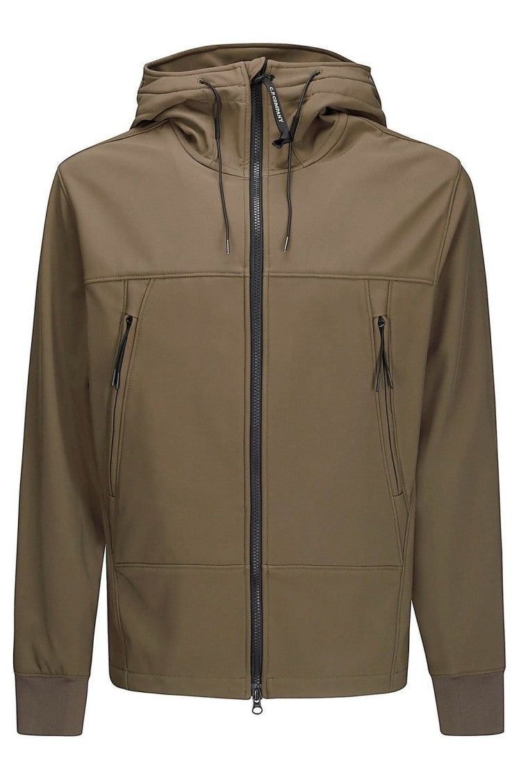 C.P. Company Minimalist Brown Jacket With Front Zipper And Hood